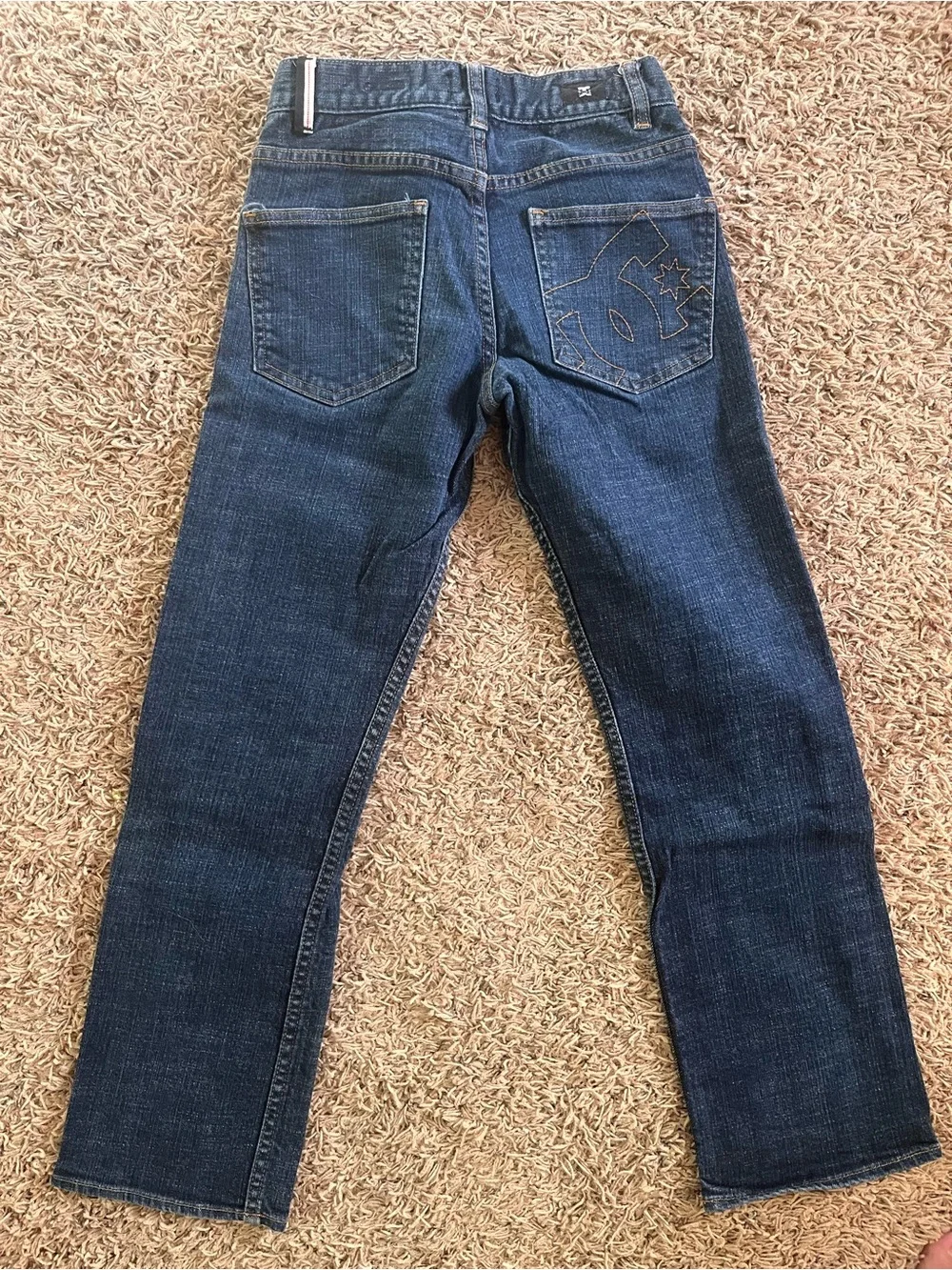 DC Kids Dark Blue Straight Jeans with Orange Stitching